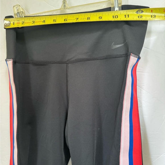 Nike Power Victory Stripe Training Tights Pants Stretch 7/8 Black Multi Red Logo - Picture 12 of 15